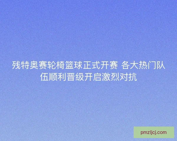 残特奥赛轮椅篮球正式开赛 各大热门队伍顺利晋级开启激烈对抗