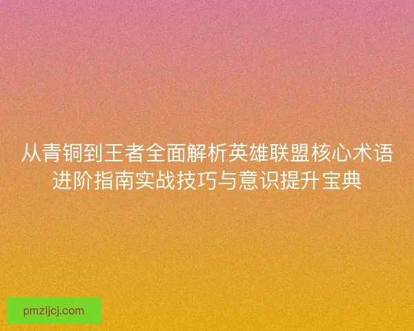 从青铜到王者全面解析英雄联盟核心术语进阶指南实战技巧与意识提升宝典
